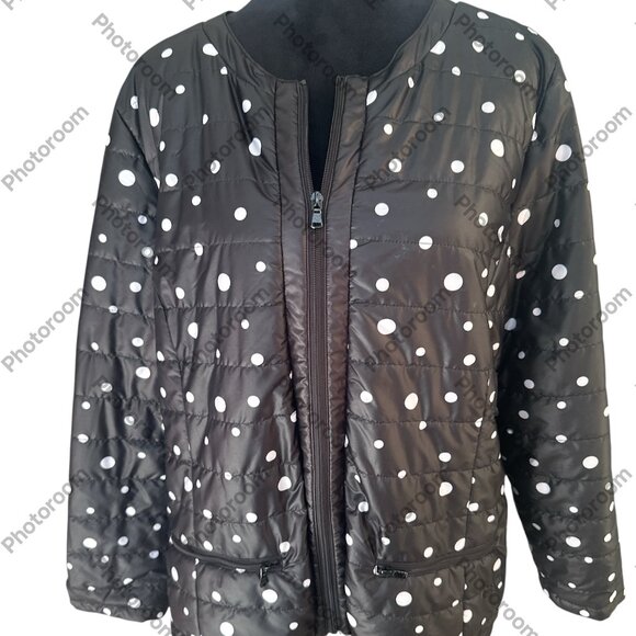 Chico's Jackets & Blazers - Chico's Size 3 Black & White LIghtweight Black & White Polka Dot Zip Jacket